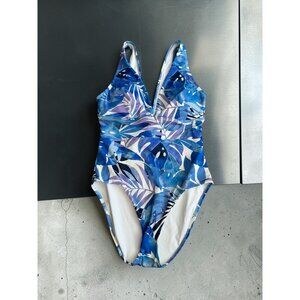 TOMMY BAHAMA Blue Top Palma V Neck Swimsuit Size 8 NEW NWT